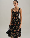 Black Floral Shirred Slip Maxi Dress - Threadford