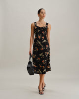 Black Floral Shirred Slip Maxi Dress - Threadford