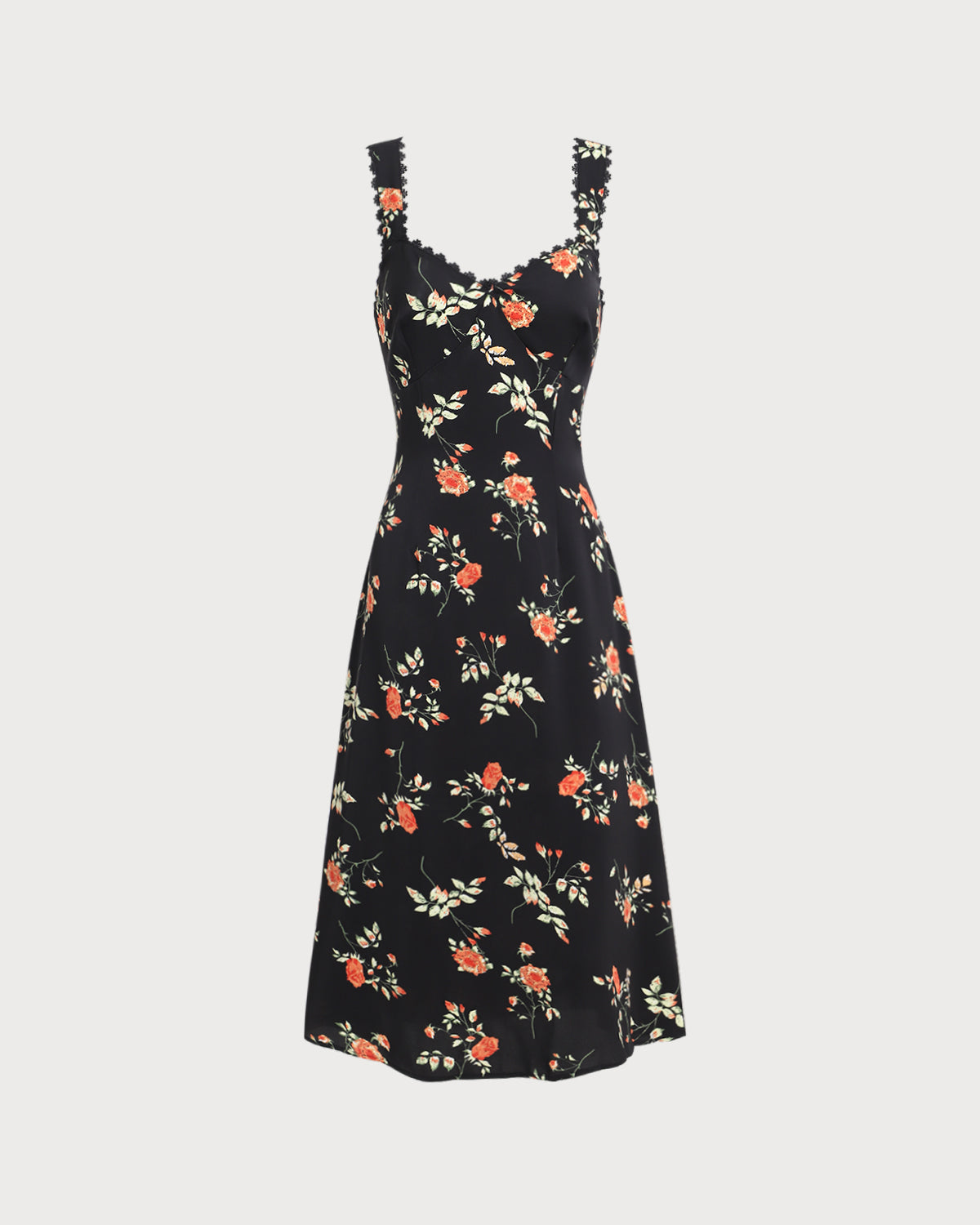 Black Floral Shirred Slip Maxi Dress - Threadford