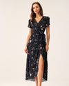 Black Floral Wrap Maxi Dress - Threadford