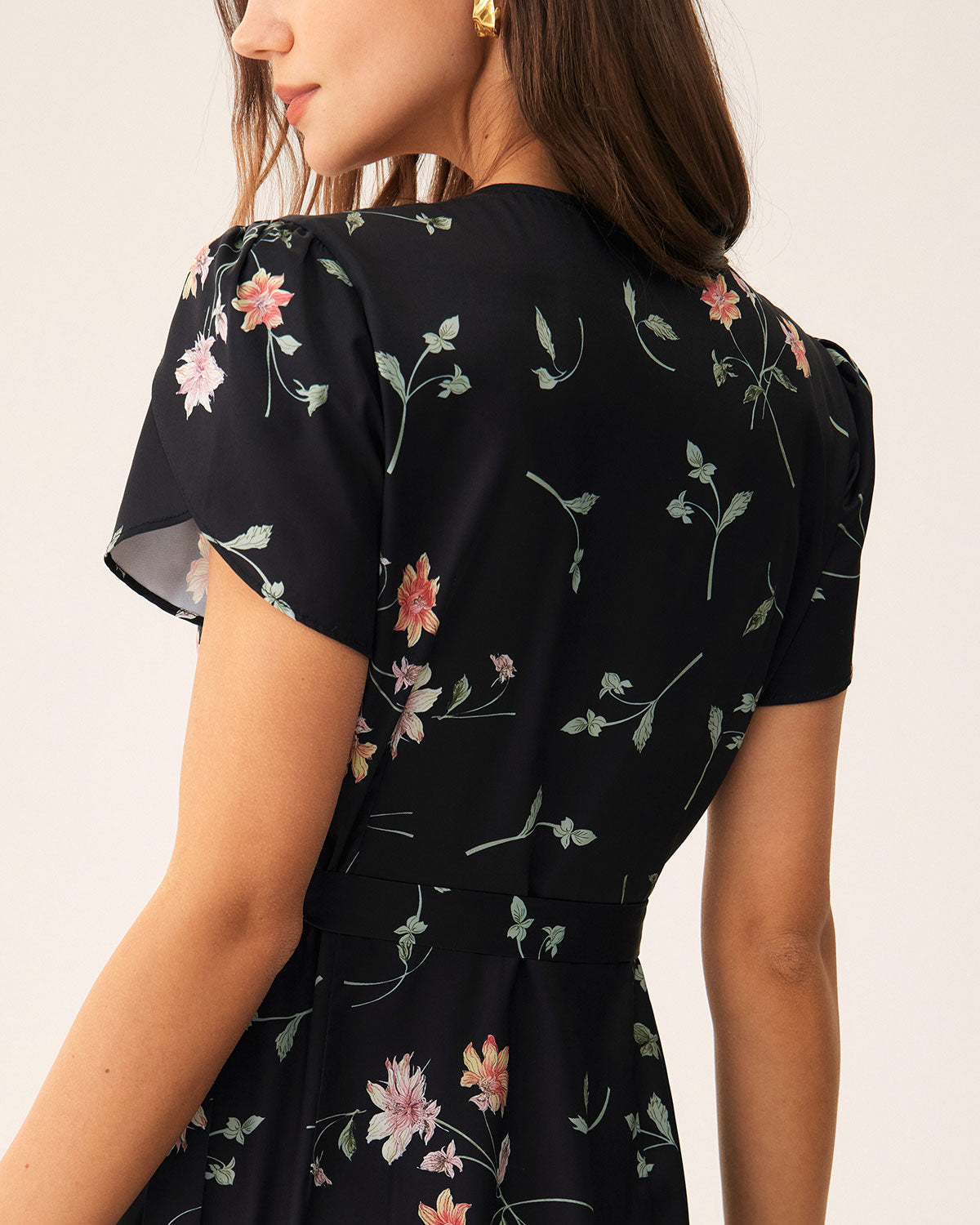 Black Floral Wrap Maxi Dress - Threadford