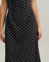 Black Polka Dot Cowl Neck Slip Maxi Dress - Threadford
