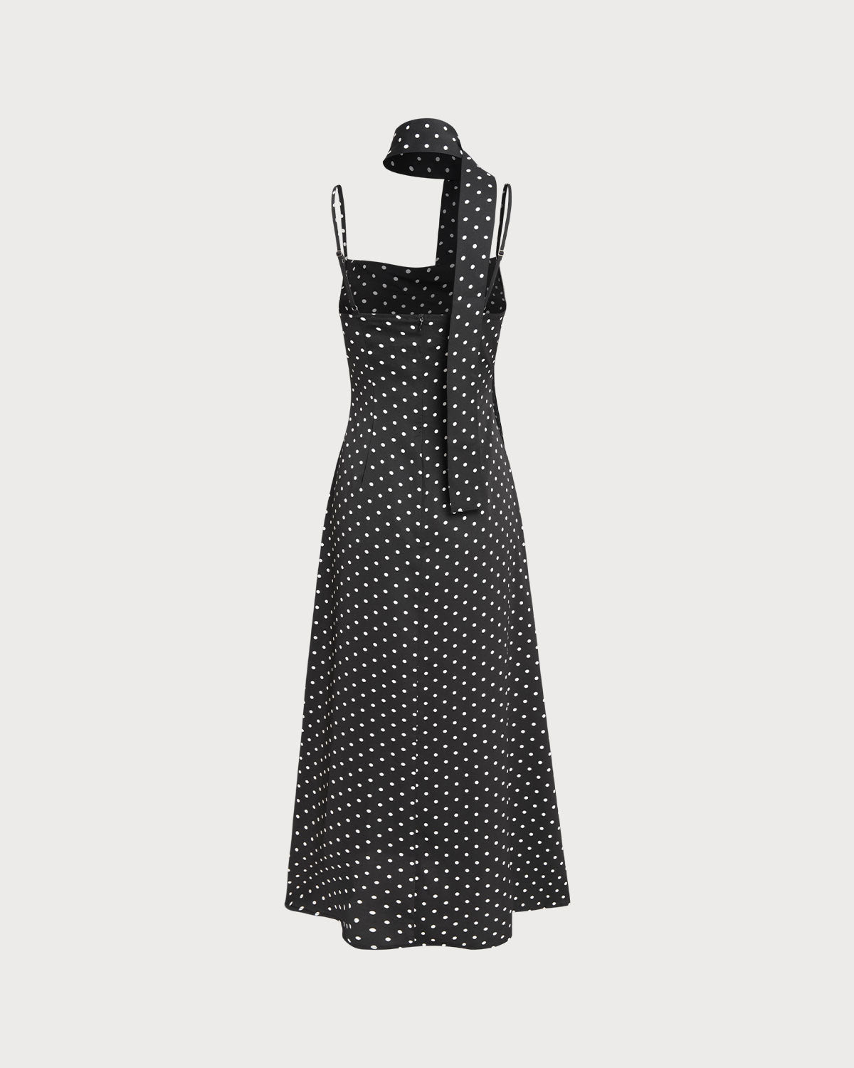 Black Polka Dot Cowl Neck Slip Maxi Dress - Threadford