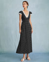 Black Polka Dot Lace Trim Maxi Dress - Threadford