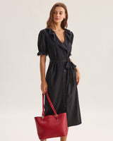 Black Ruffle Belted Maxi Dress - Threadford