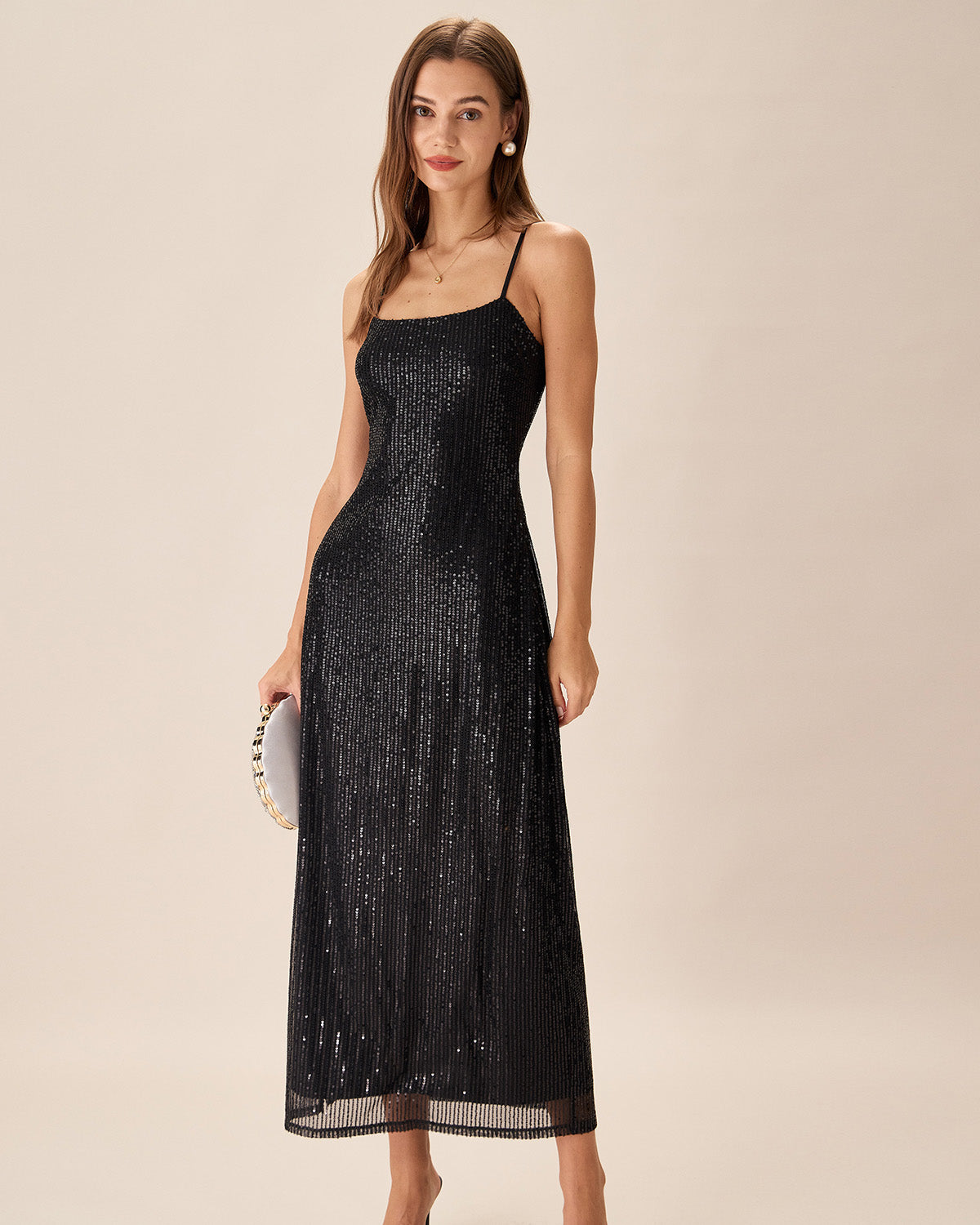 Black Sequin Bodycon Slit Maxi Dress - Threadford
