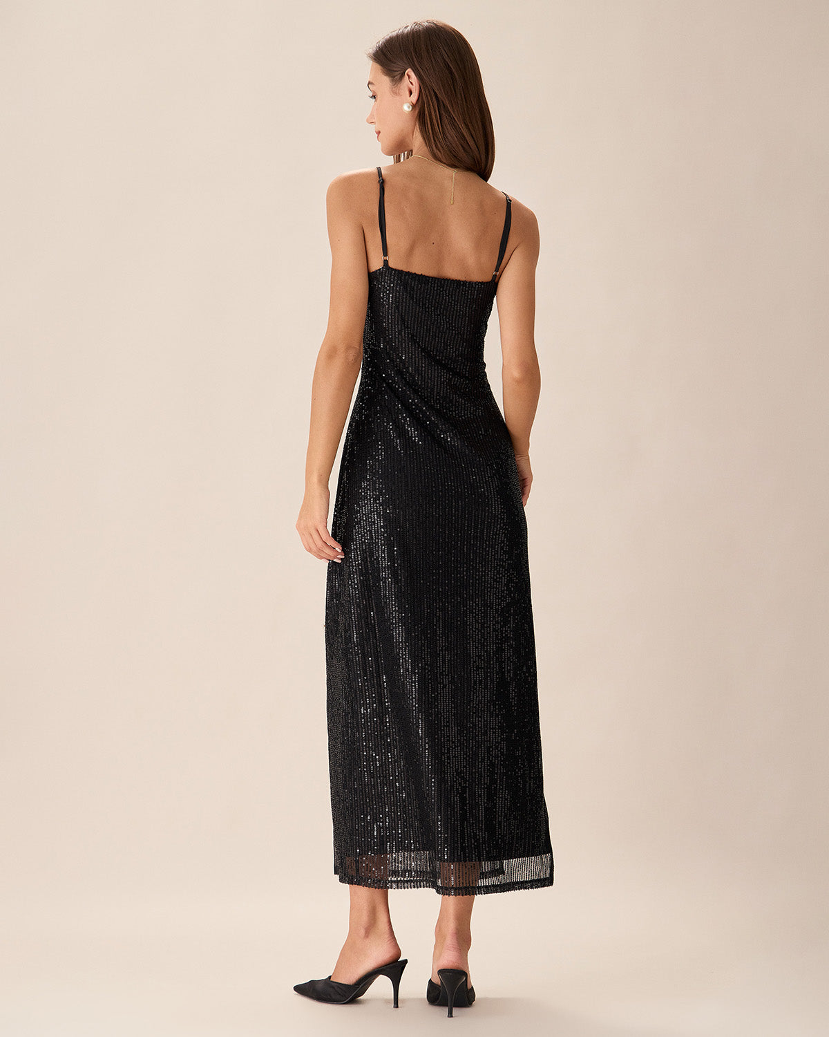 Black Sequin Bodycon Slit Maxi Dress - Threadford