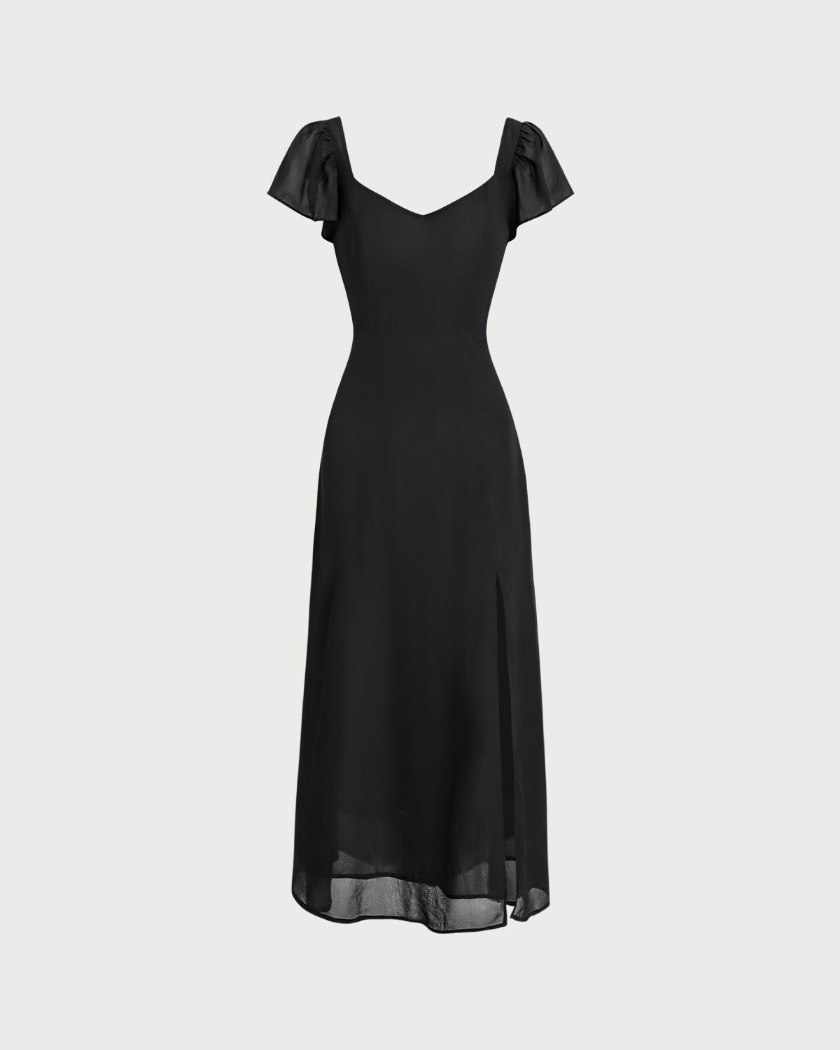 Black Sweetheart Neck Chiffon Maxi Dress - Threadford