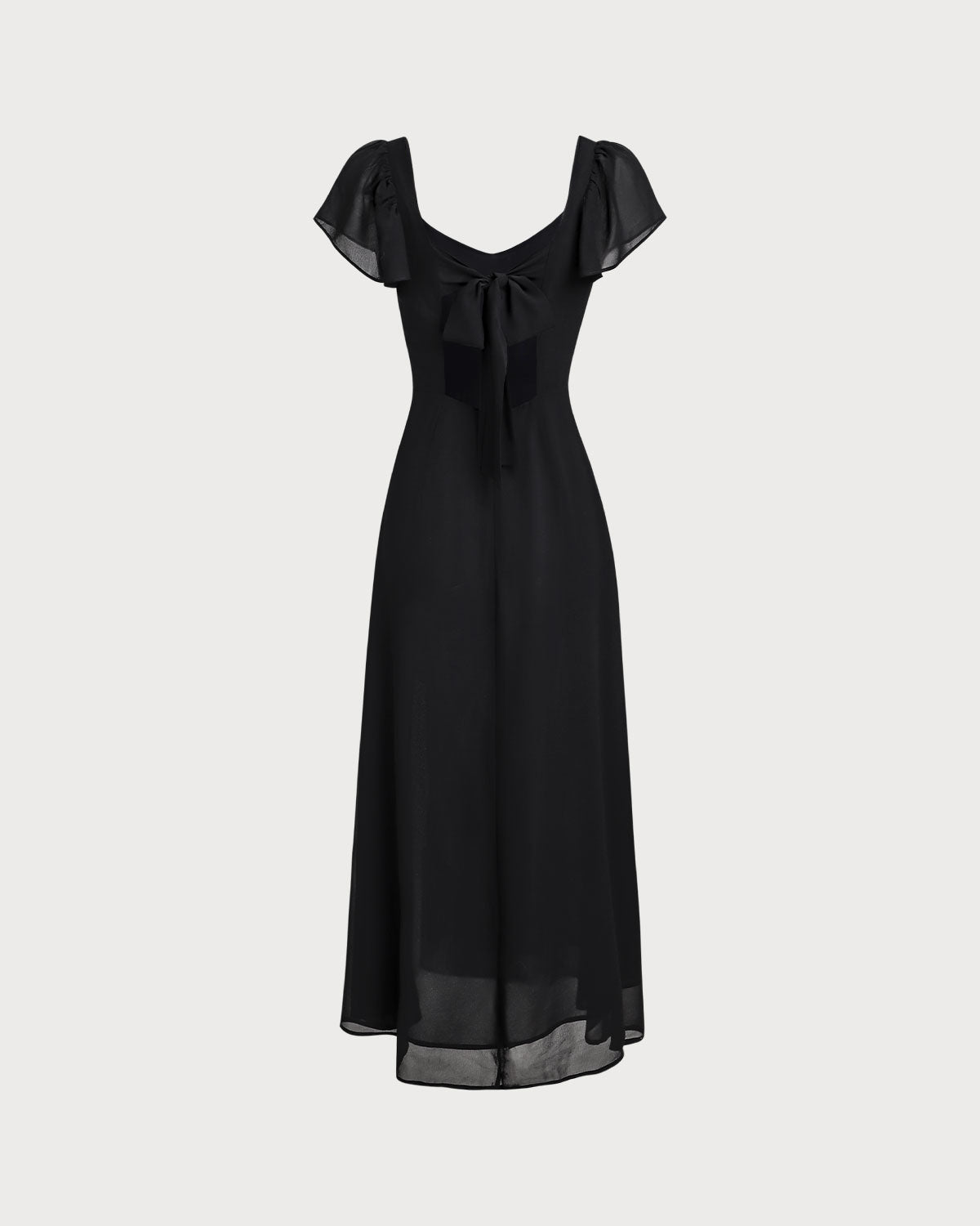 Black Sweetheart Neck Chiffon Maxi Dress - Threadford