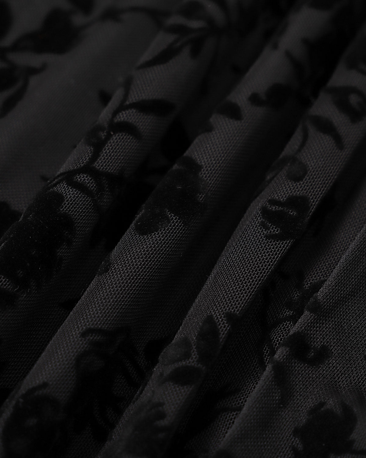 The Black Floral Flocked Mesh Slit Maxi Dress - Threadford