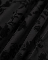 The Black Floral Flocked Mesh Slit Maxi Dress - Threadford