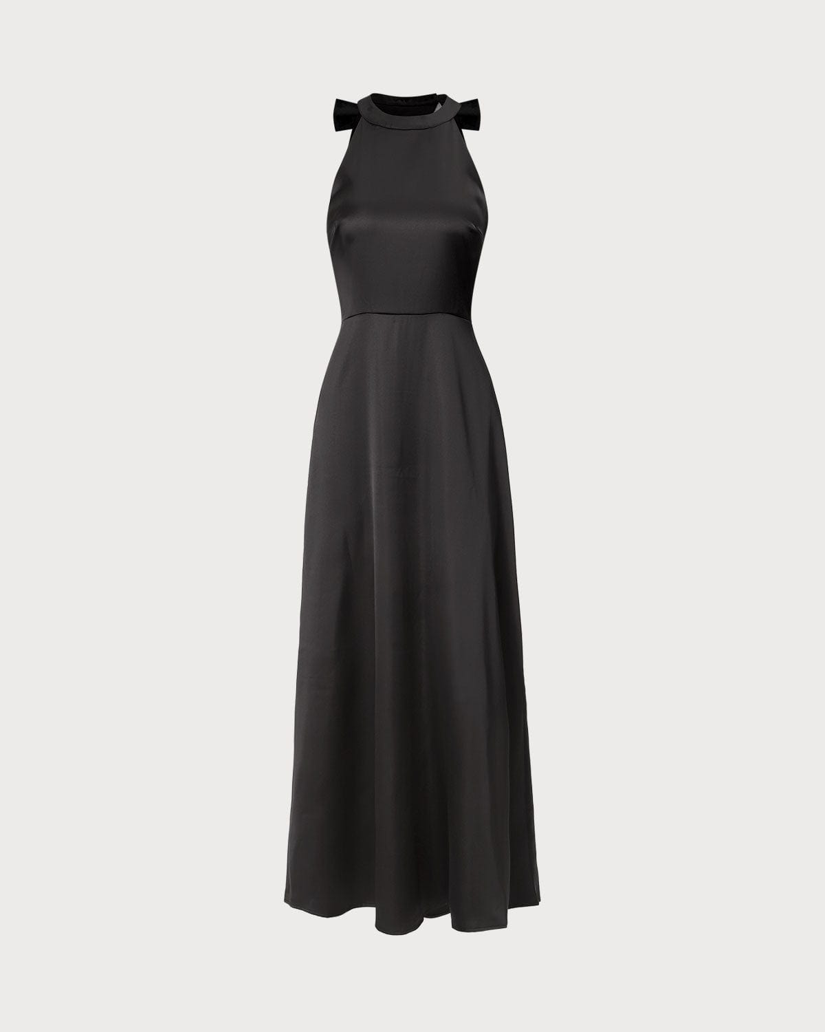 The Black Halter Bowknot Cutout Maxi Dress - Threadford