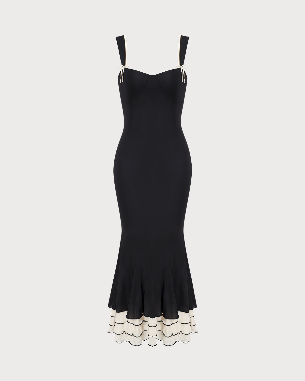 The Black Sweetheart Neck Bodycon Slip Maxi Dress - Threadford
