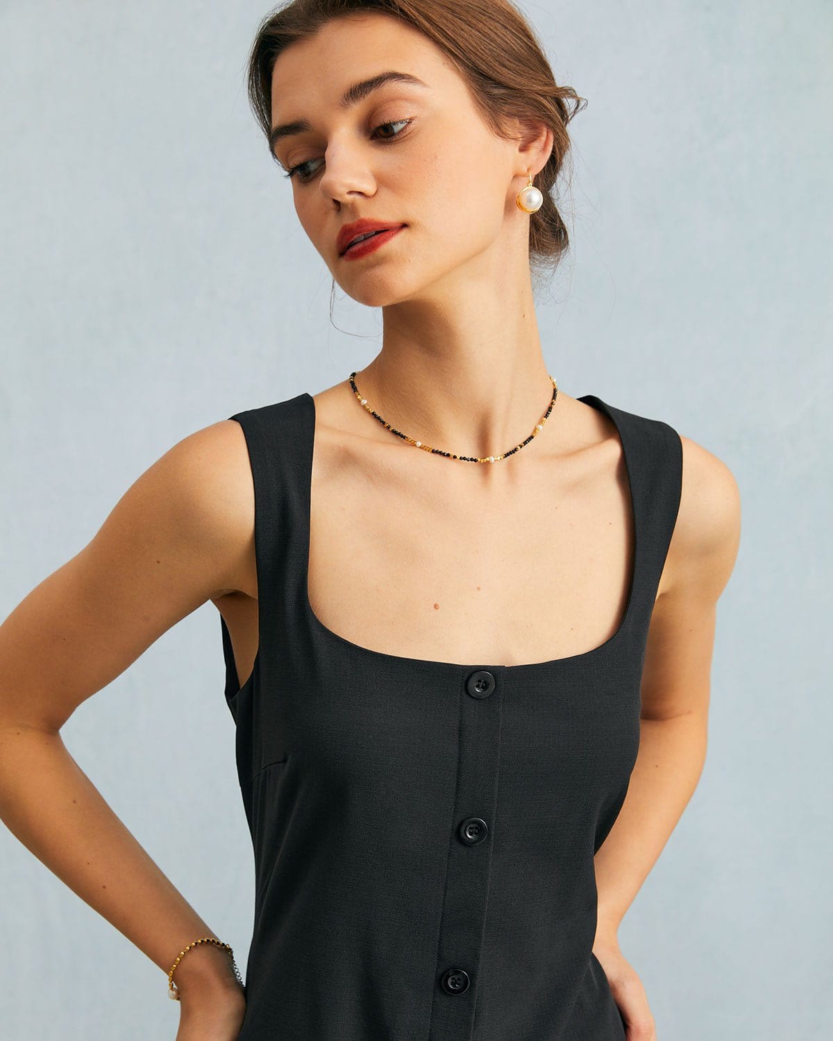 The Black U Neck Tie Back Sleeveless Maxi Dress - Threadford