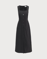 The Black U Neck Tie Back Sleeveless Maxi Dress - Threadford