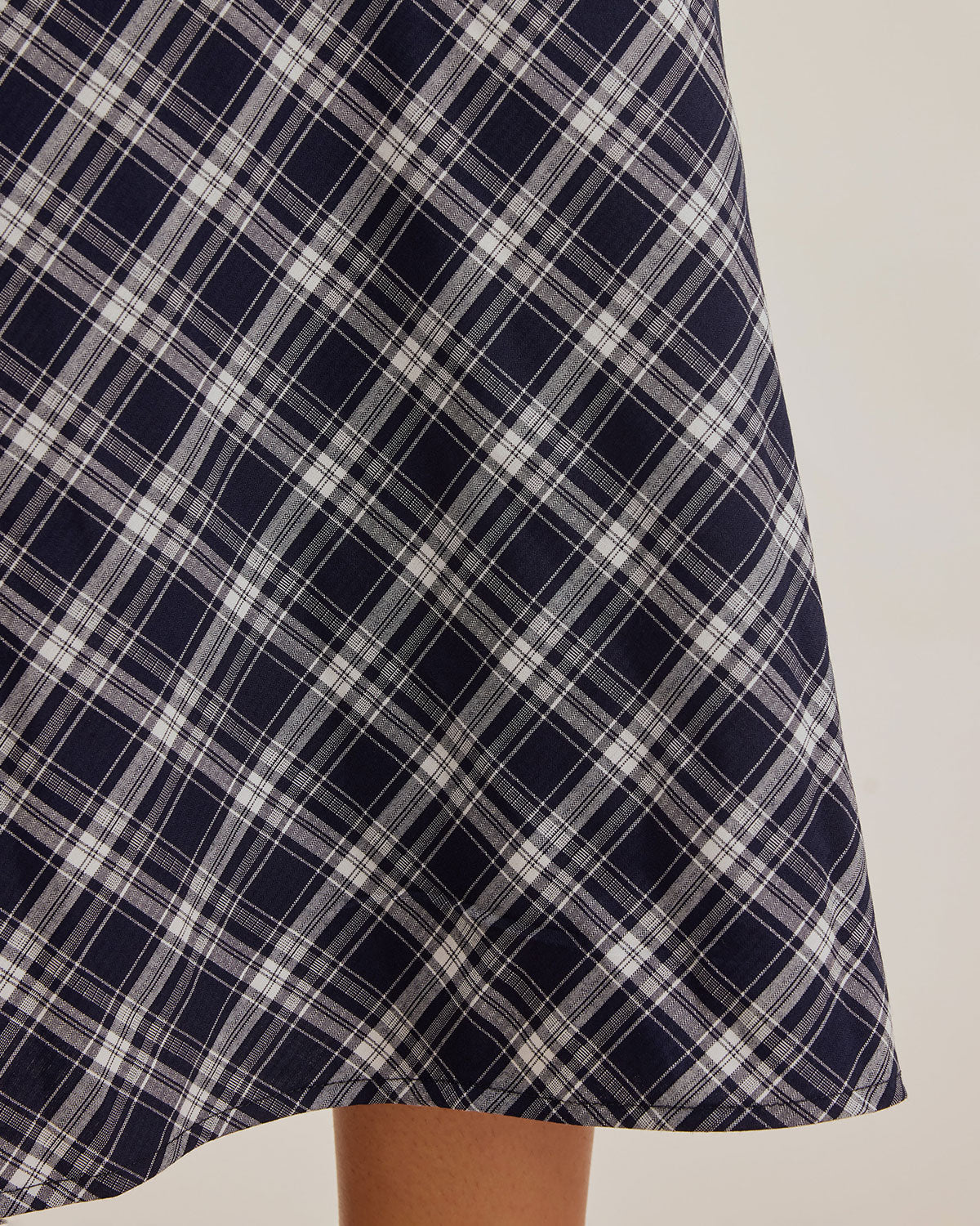 Blue Plaid V Neck Slip Maxi Dress - Threadford