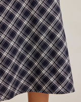 Blue Plaid V Neck Slip Maxi Dress - Threadford