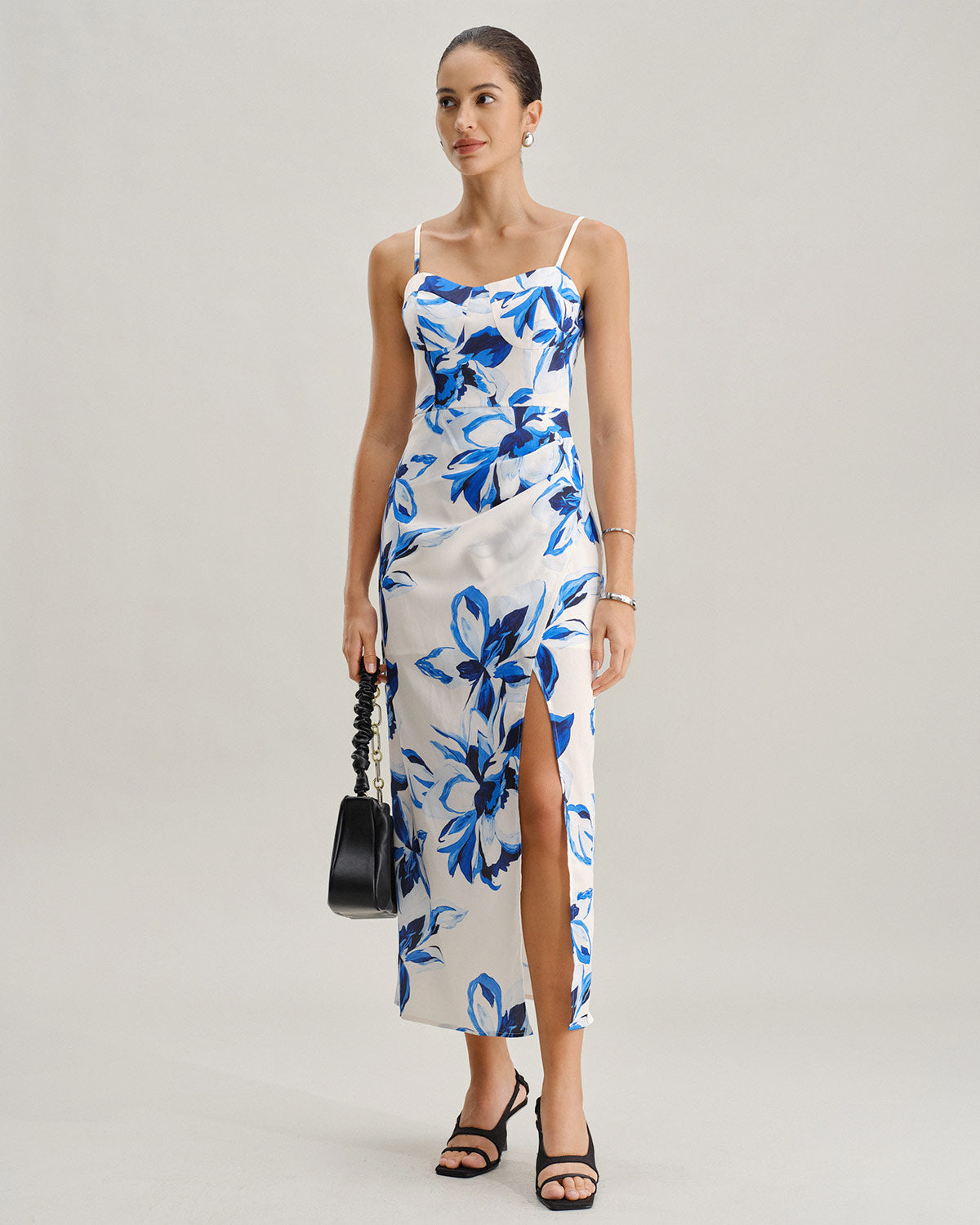 Blue Floral Bohemian Slip Maxi Dress - Threadford