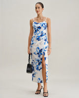 Blue Floral Bohemian Slip Maxi Dress - Threadford