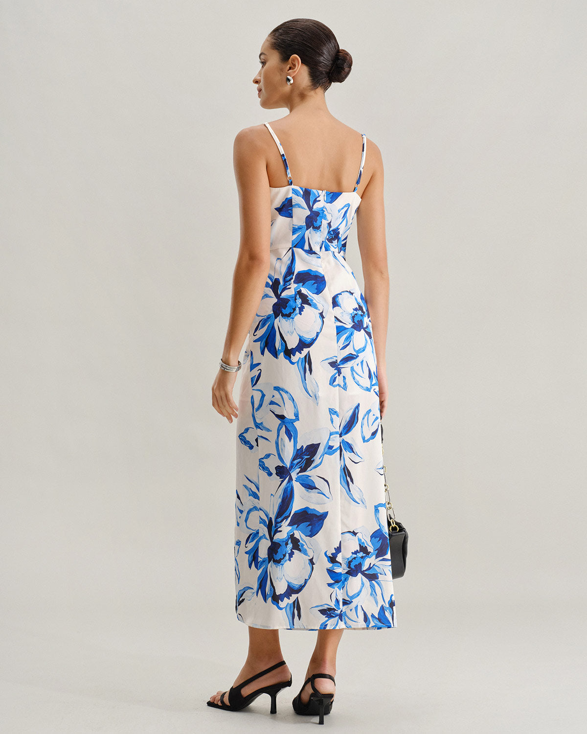 Blue Floral Bohemian Slip Maxi Dress - Threadford