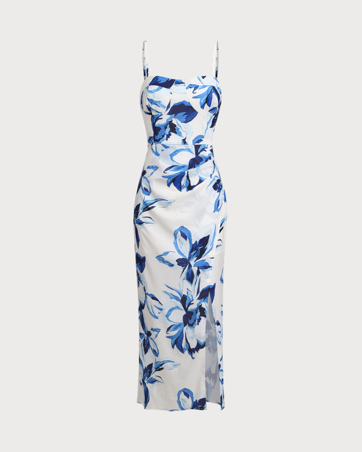 Blue Floral Bohemian Slip Maxi Dress - Threadford