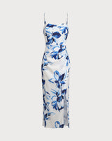 Blue Floral Bohemian Slip Maxi Dress - Threadford