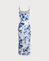 Blue Floral Bohemian Slip Maxi Dress - Threadford