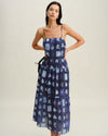 Blue Floral Ruched Bohemian Slip Maxi Dress - Threadford