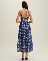Blue Floral Ruched Bohemian Slip Maxi Dress - Threadford