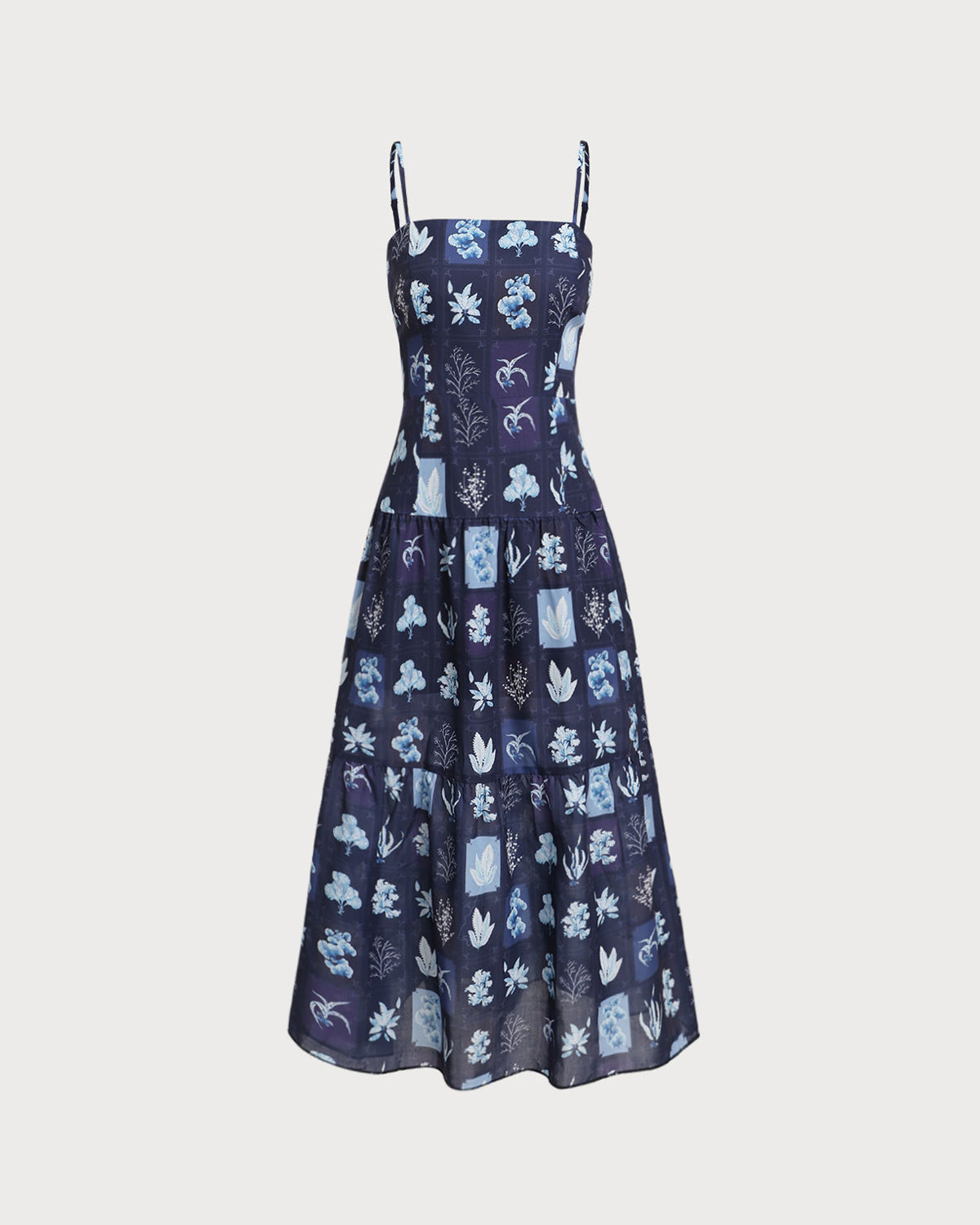 Blue Floral Ruched Bohemian Slip Maxi Dress - Threadford