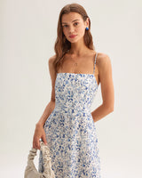 Blue Floral Slip Maxi Dress - Threadford