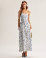 Blue Floral Slip Maxi Dress - Threadford