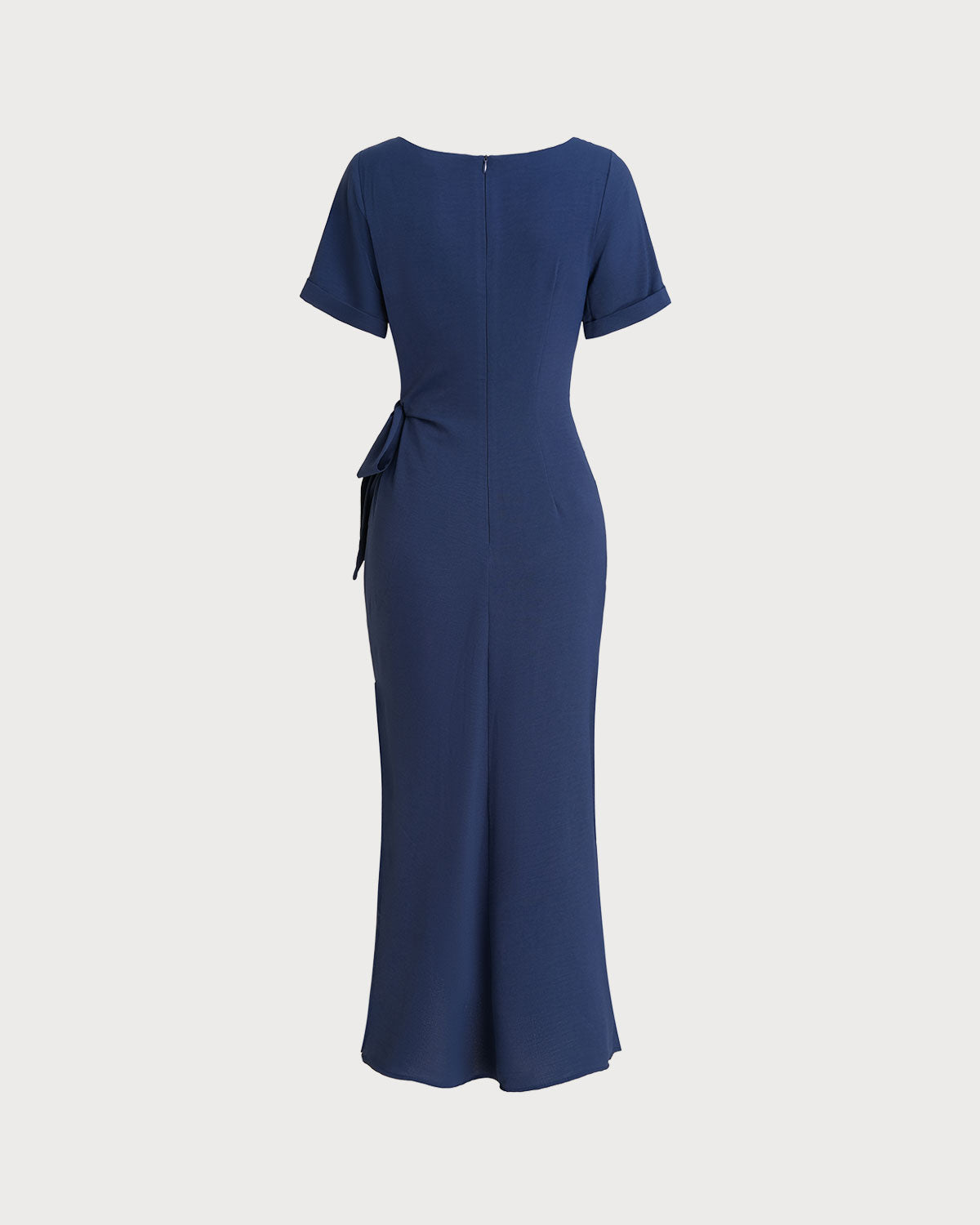 Blue Round Neck Short Sleeve Maxi Dress - Threadford