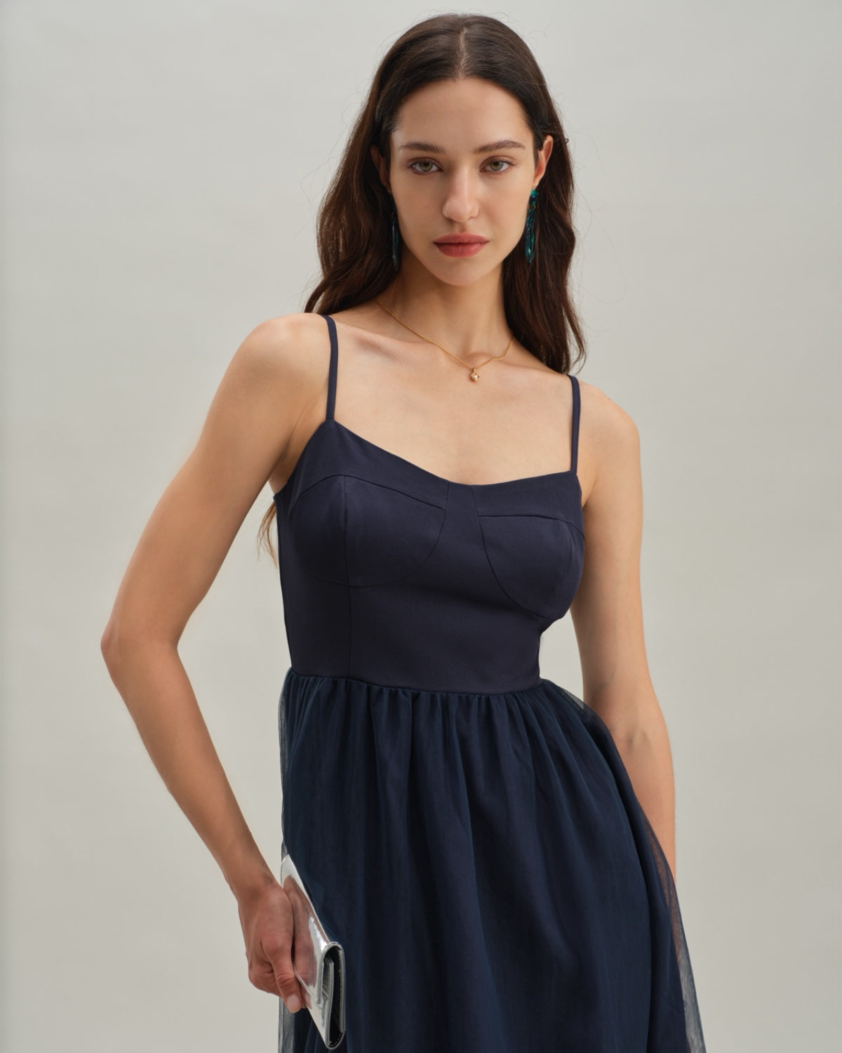 Blue Shirred Flowy Slip Maxi Dress - Threadford