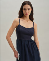 Blue Shirred Flowy Slip Maxi Dress - Threadford