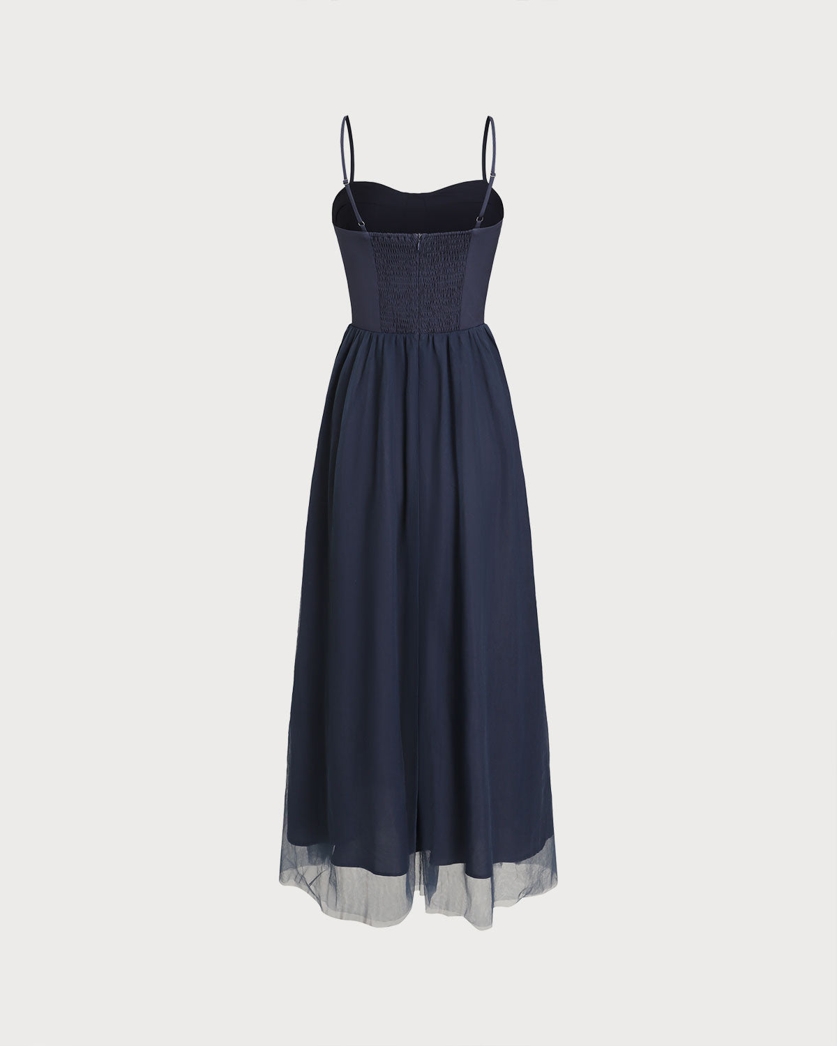 Blue Shirred Flowy Slip Maxi Dress - Threadford