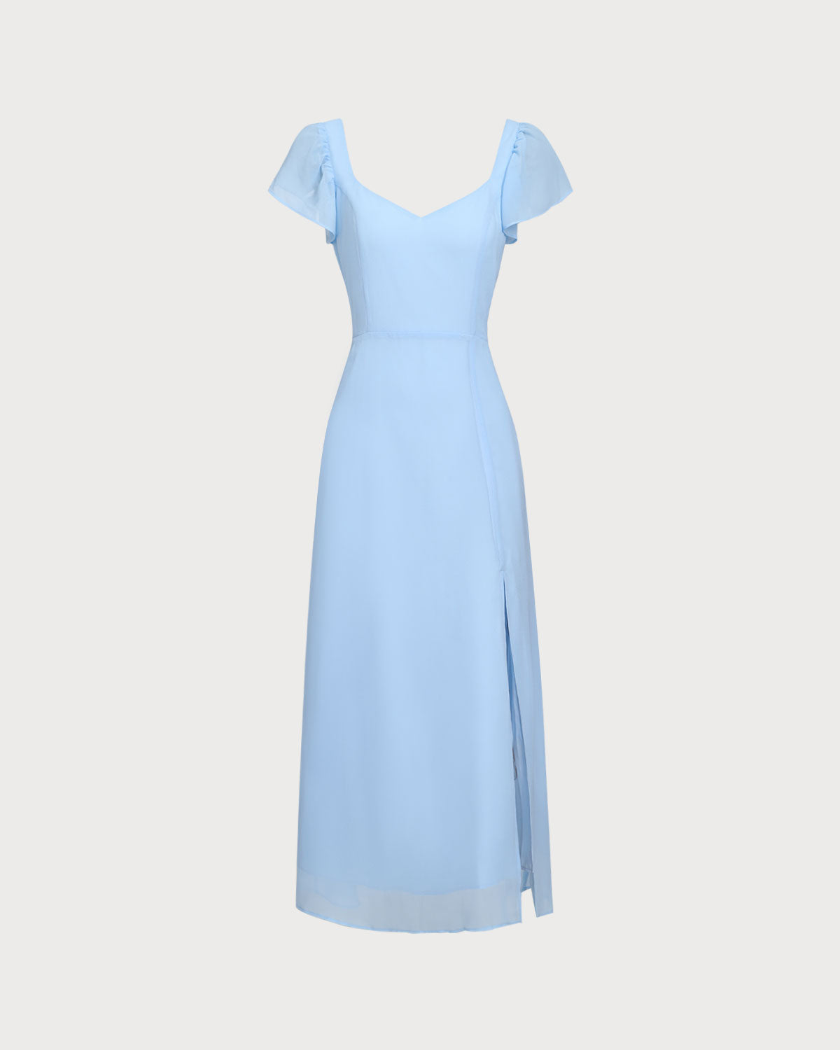Blue Sweetheart Neck Chiffon Maxi Dress - Threadford