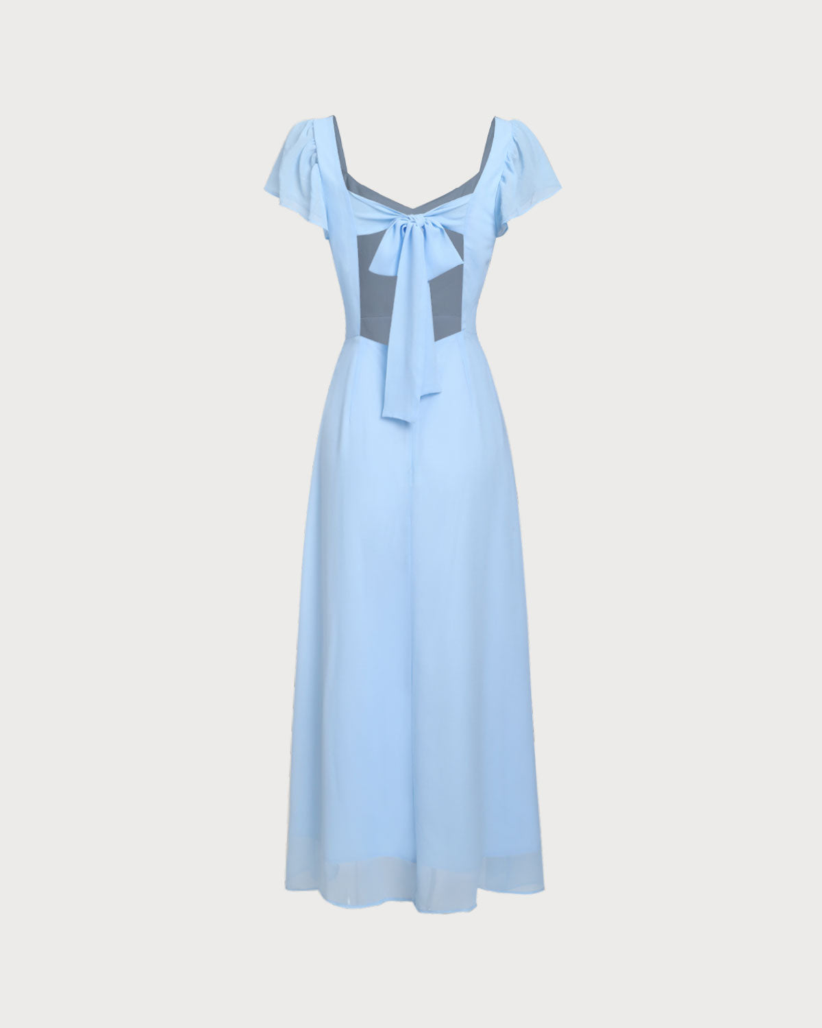 Blue Sweetheart Neck Chiffon Maxi Dress - Threadford