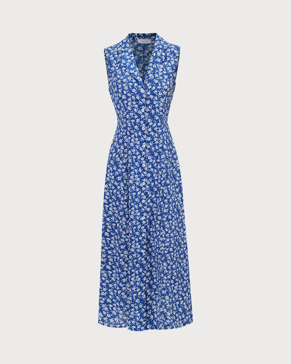 The Blue Collared Button-up Floral Maxi Dress - Threadford