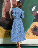 The Blue Puff Sleeve Cutout Slit Maxi Dress - Threadford