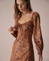 The Brown Sweetheart Neck Zebra Maxi Dress - Threadford