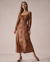 The Brown Sweetheart Neck Zebra Maxi Dress - Threadford