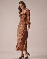 The Brown Sweetheart Neck Zebra Maxi Dress - Threadford