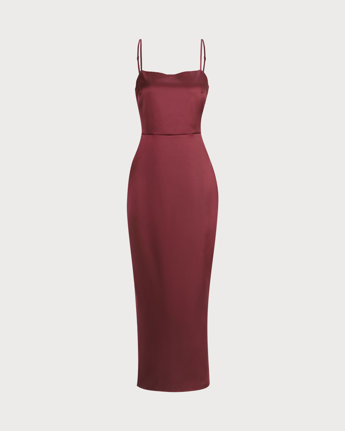 The Red Back Slit Satin Sling Maxi Dress - Threadford