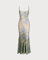 Green Floral Slip Mermaid Maxi Dress - Threadford