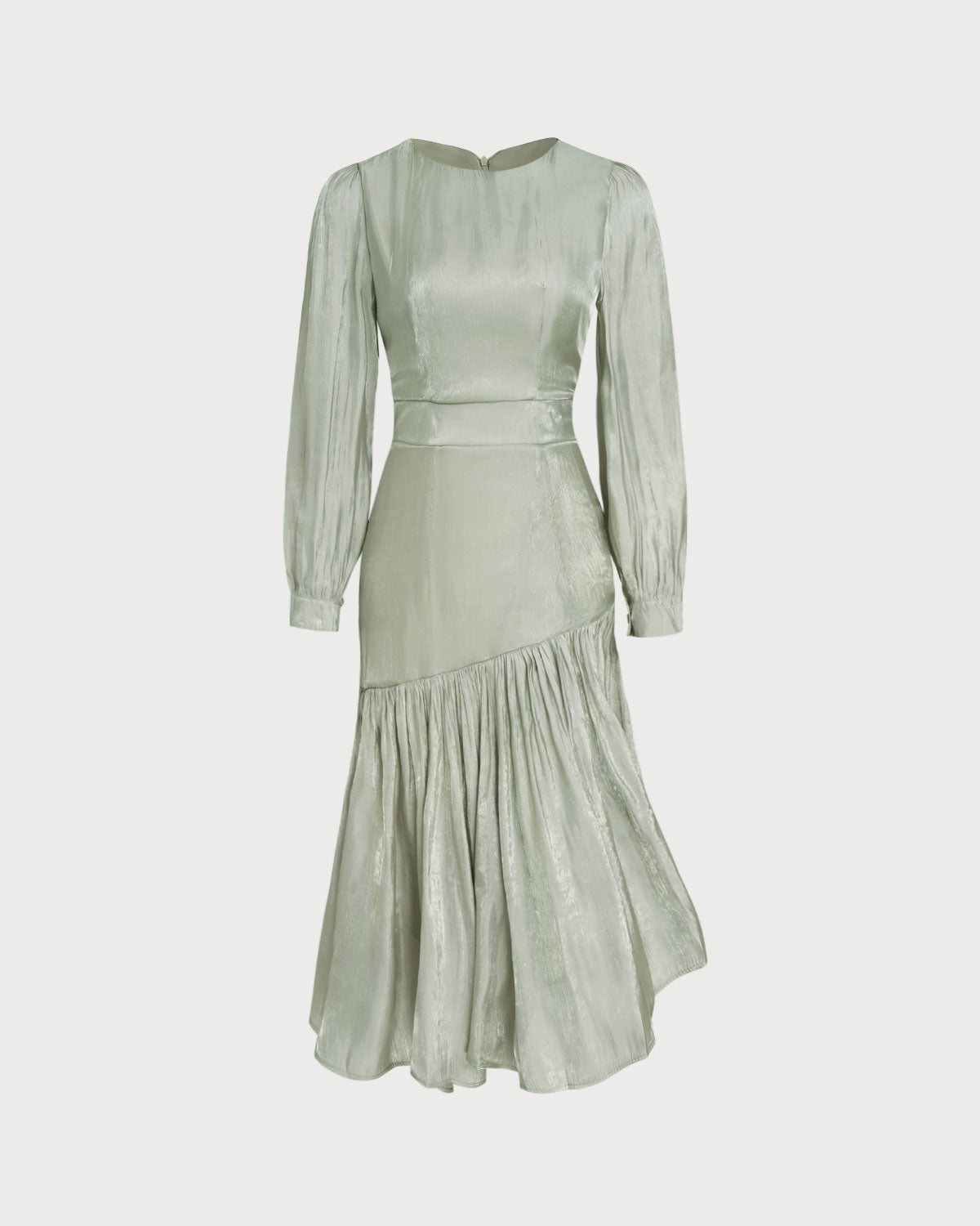 Green Boat Neck Ruched Maxi Dress - Threadford