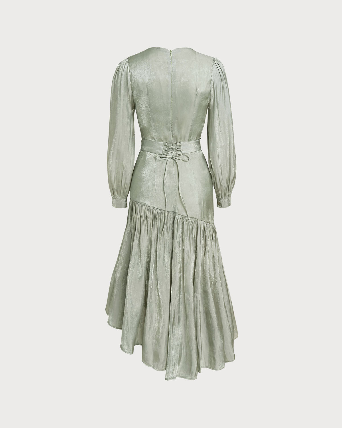 Green Boat Neck Ruched Maxi Dress - Threadford