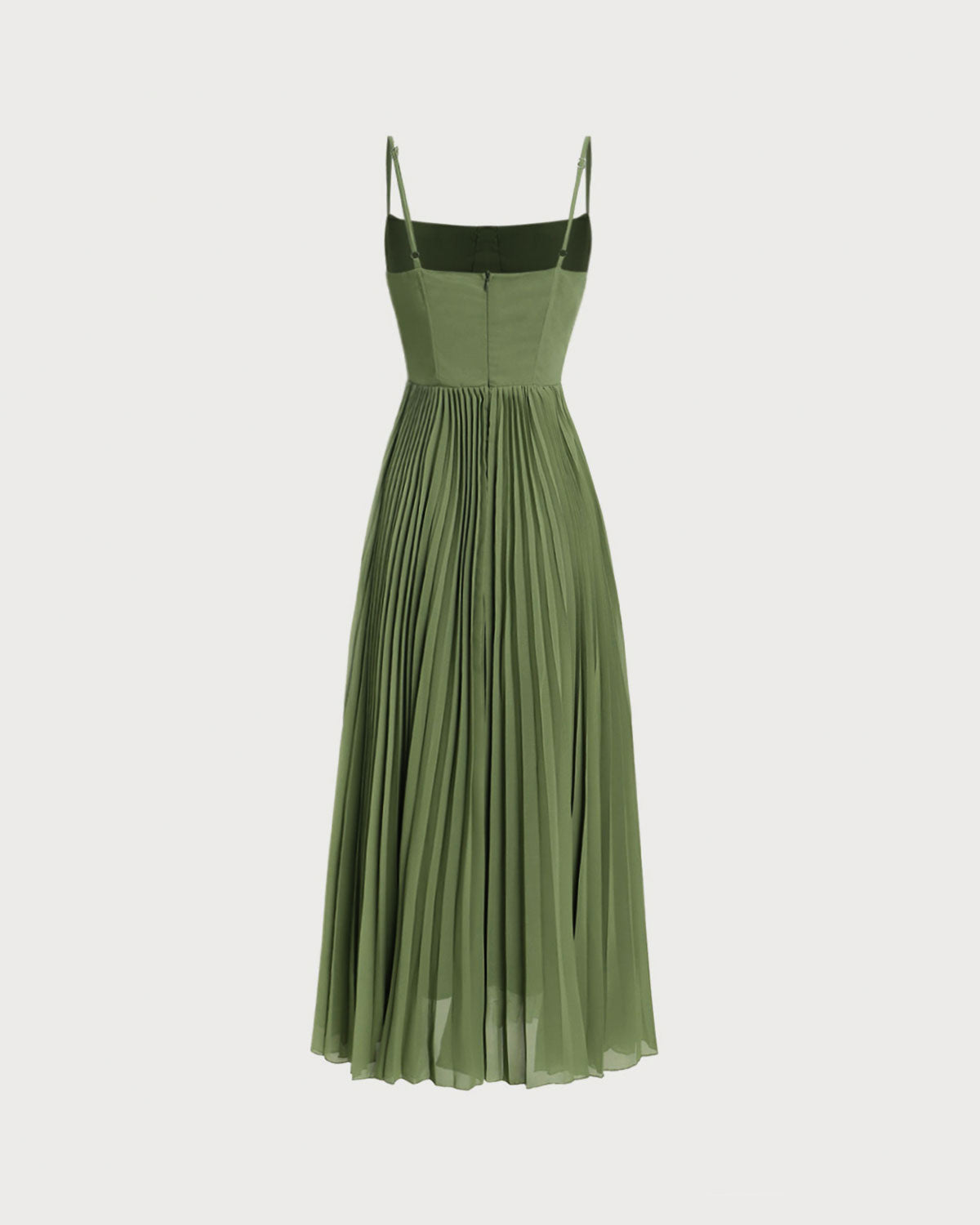 Green Sweetheart Neck Flowy Slip Maxi Dress - Threadford