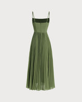 Green Sweetheart Neck Flowy Slip Maxi Dress - Threadford
