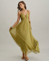 Green Flowy Slip Maxi Dress - Threadford